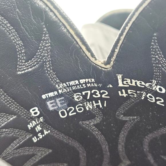 Vintage Laredo Black 13" Python Snakeskin Cowboy Western Boot Mens 8 EE W 10 N - Picture 8 of 14